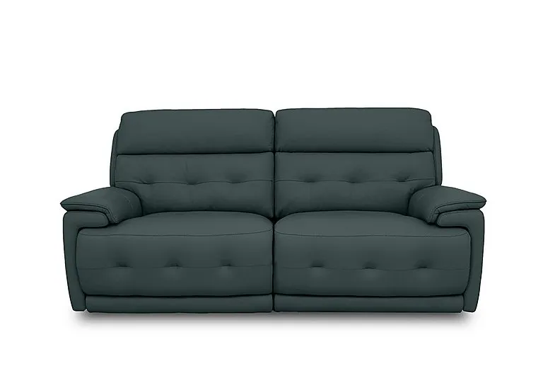 Brescia Leather 3 Seater Power Recliner Sofa with Power Headrests - BV Lake Green