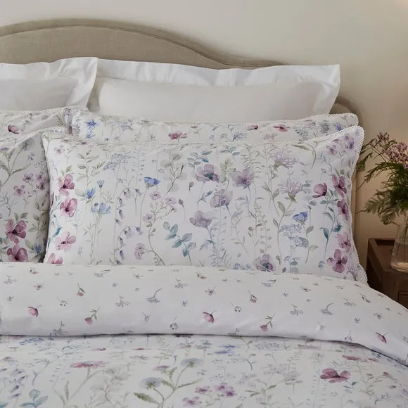 Dorma Wildflower Mauve 100% Cotton Duvet Cover & Pillowcase Set 4