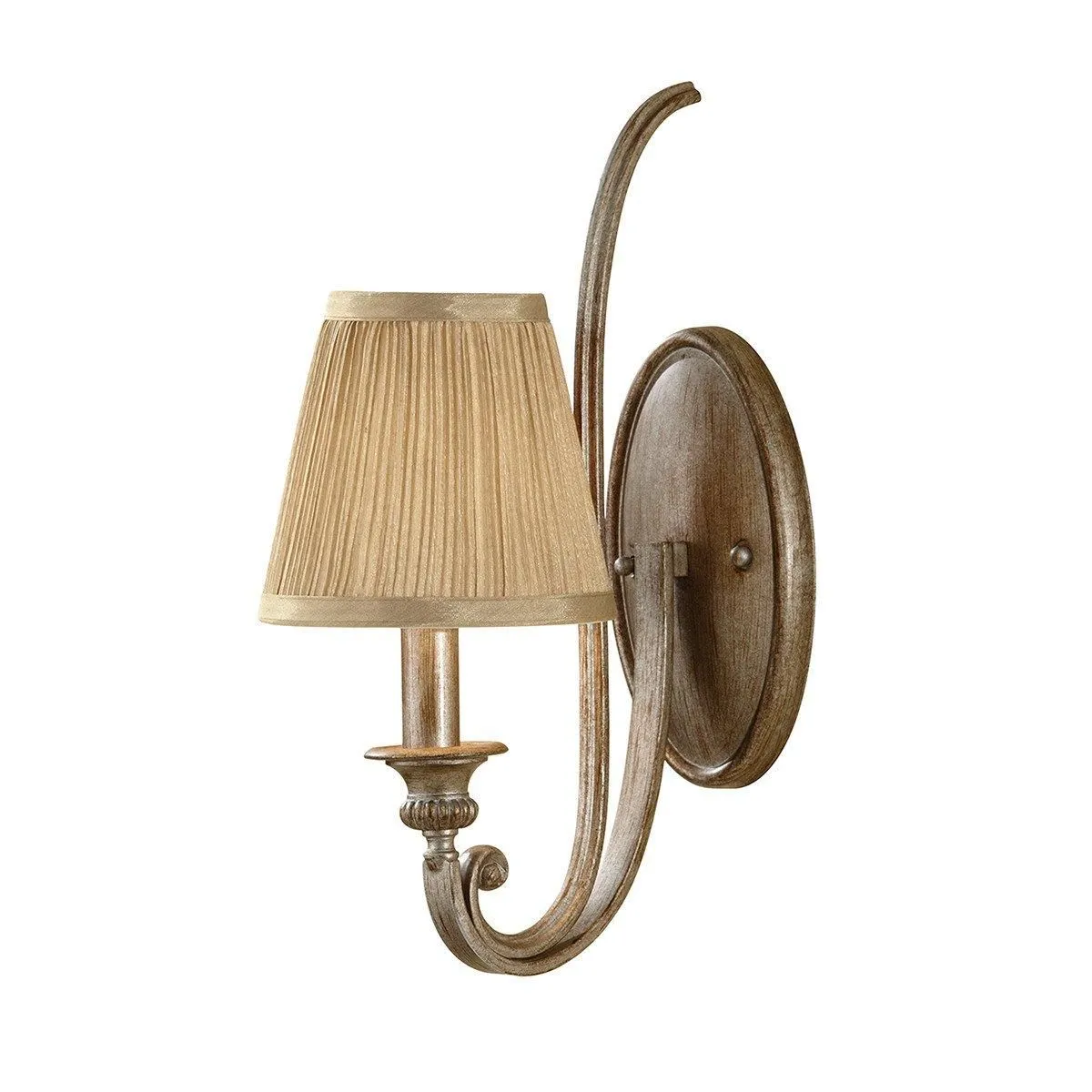 Netlighting Abbey 1 Light Indoor Candle Wall Light Silver Sand with Shade E14