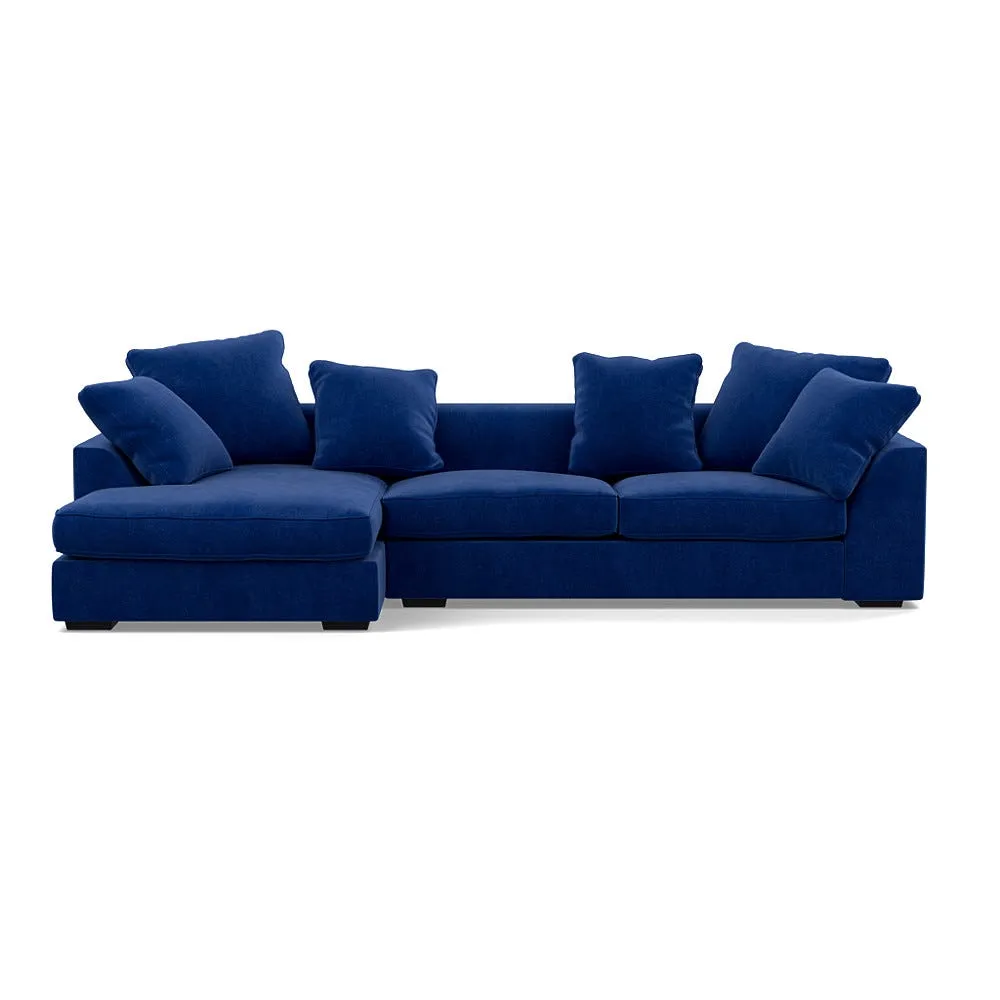 Heal's Cumulus LHF Corner Sofa Smart Luxe Velvet Azure Black Feet 1