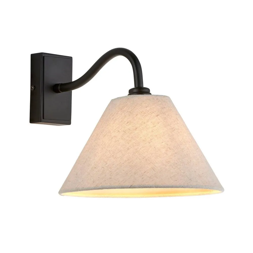 Netlighting Knole Wall Lamp with Shade Matt Black & Natural Faux Linen E14