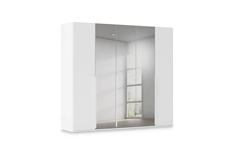 Haven 251cm 5 Door Hinged Wardrobe with 2 Décor Doors and 3 Mirror Doors - Alpine White