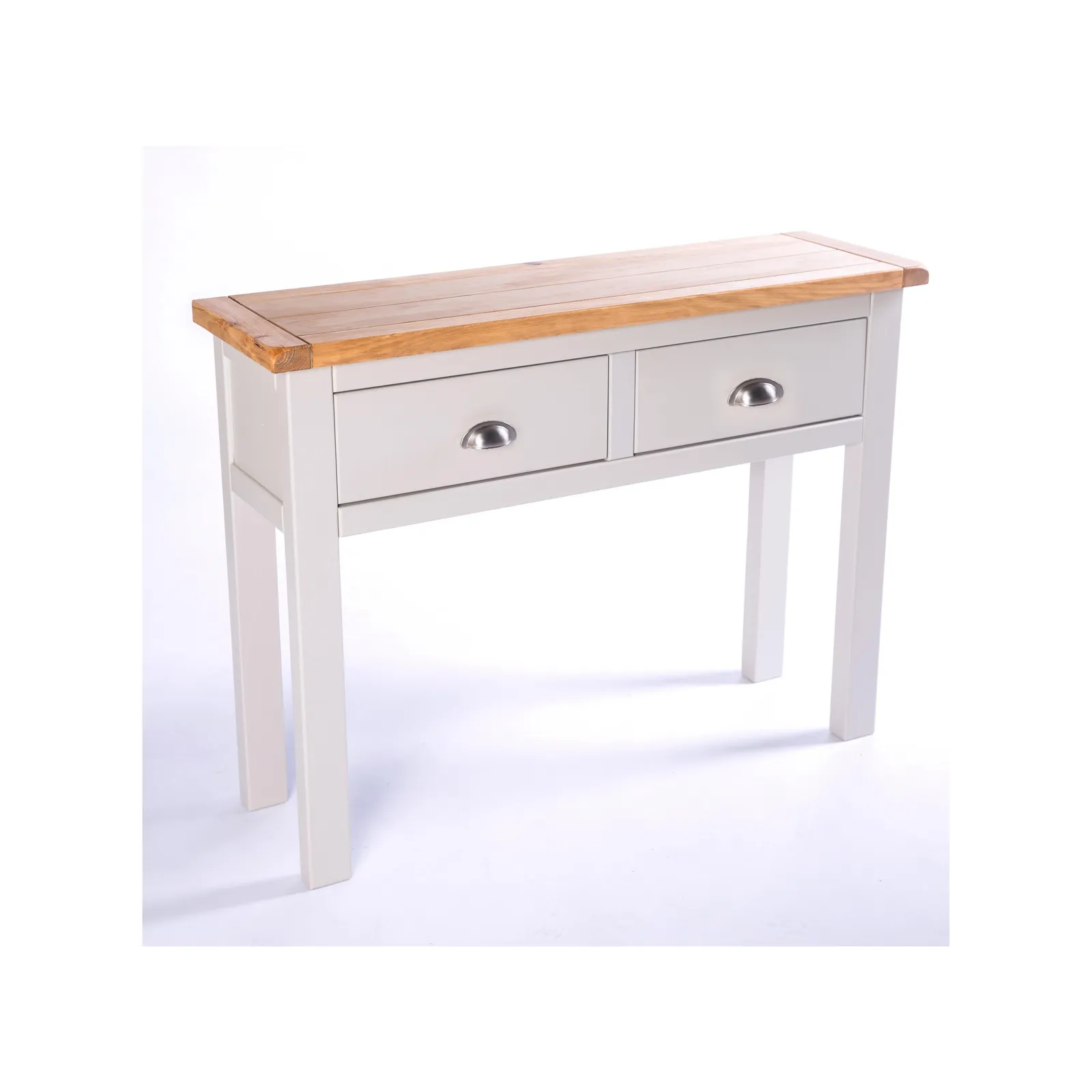 Cabinet Bits Argenta Light Grey 2 Drawer Console Table Satin Chrome Cup 2