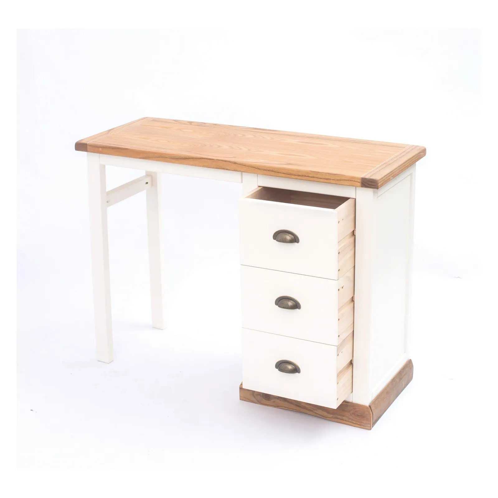 Cabinet Bits Tropea 3 Drawer Desk - Dressing Table Brass Cup Handle in Off-White 4