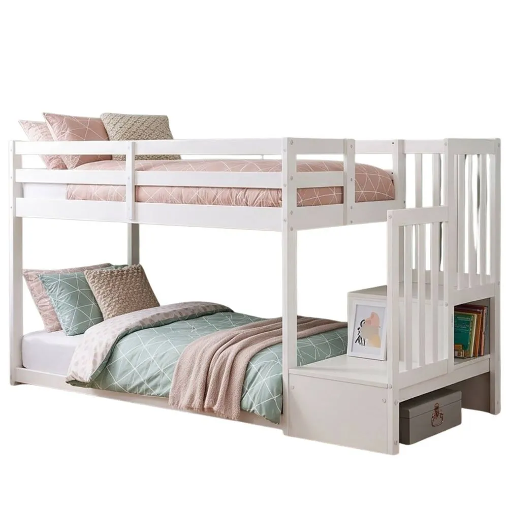 Nöa and Nani Oleana Shorty Bunk Bed with Spacesaving Storage Staircase in White 4