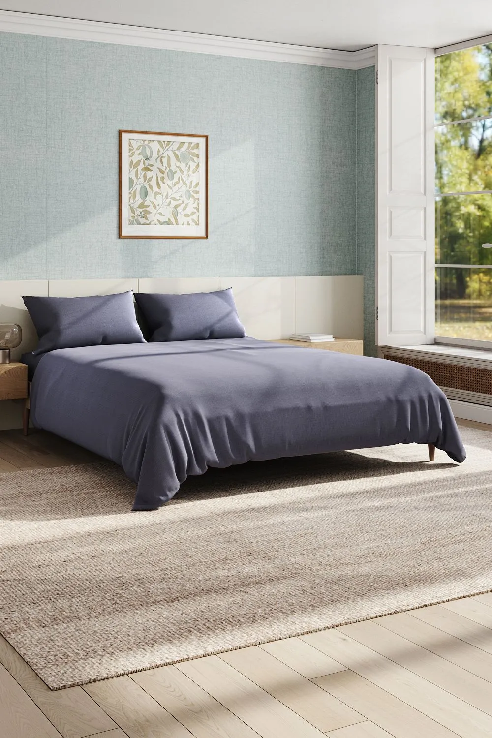 Garden Sanctuary Solid Color Double Size Bedding Simple Brushed Fiber Four-Piece Set in Grey