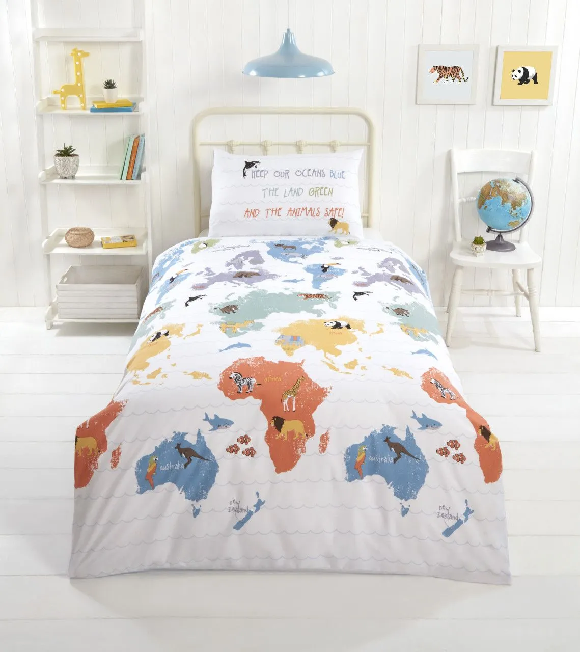 Rapport Home PH My World Polycotton Reversible Duvet Cover Set With Pillowcase in White
