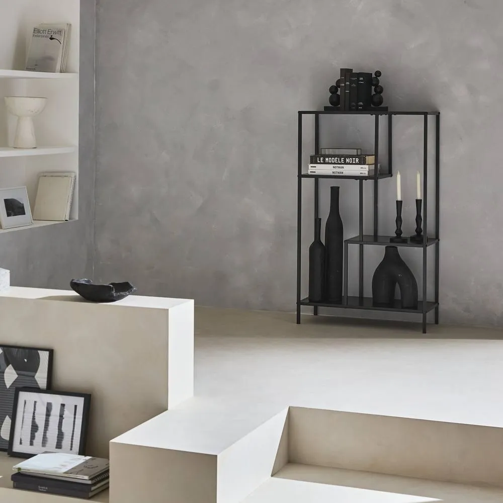 sweeek 4-shelf Asymmetrical Bookshelf In Black Metal 6