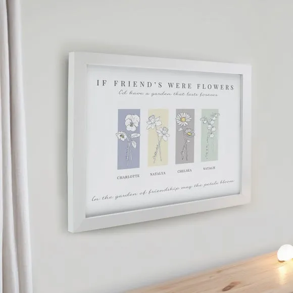 Personalised Birth Flower Family of 4 Framed Print 2
