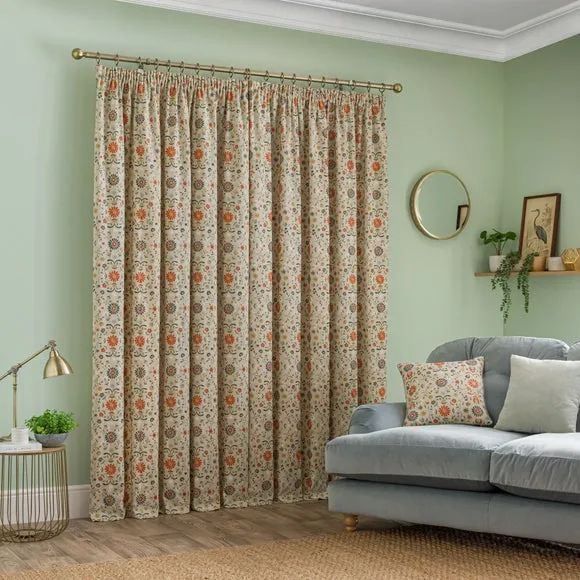 Folk Floral Pencil Pleat Curtains 5
