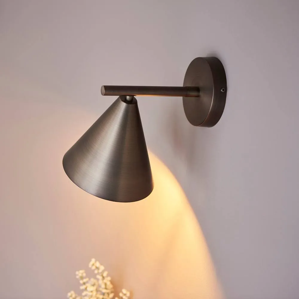 Endon Collection Cape Dome Wall Lamp Brushed Antique Bronze Plate 1X E14, Brown 5