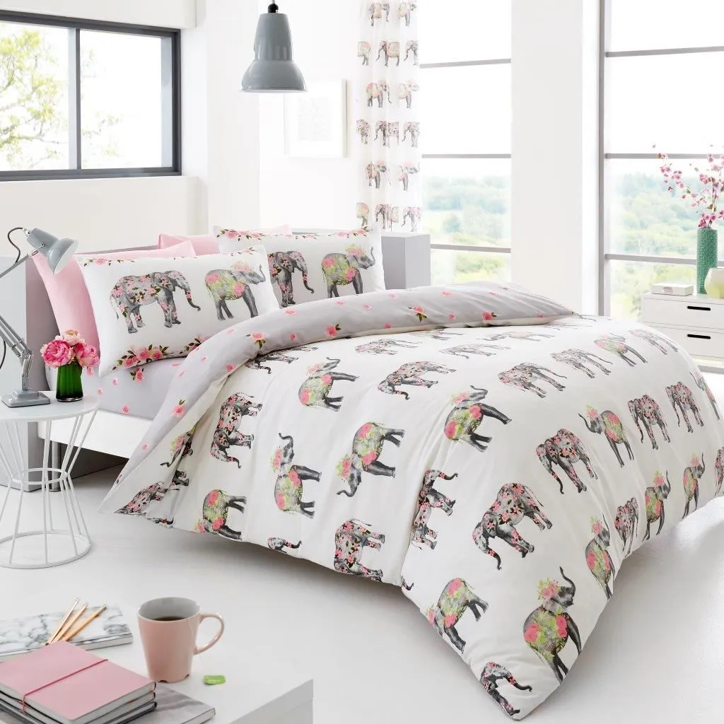 Smart Living Printed Duvet Cover & Pillowcase Set in White
