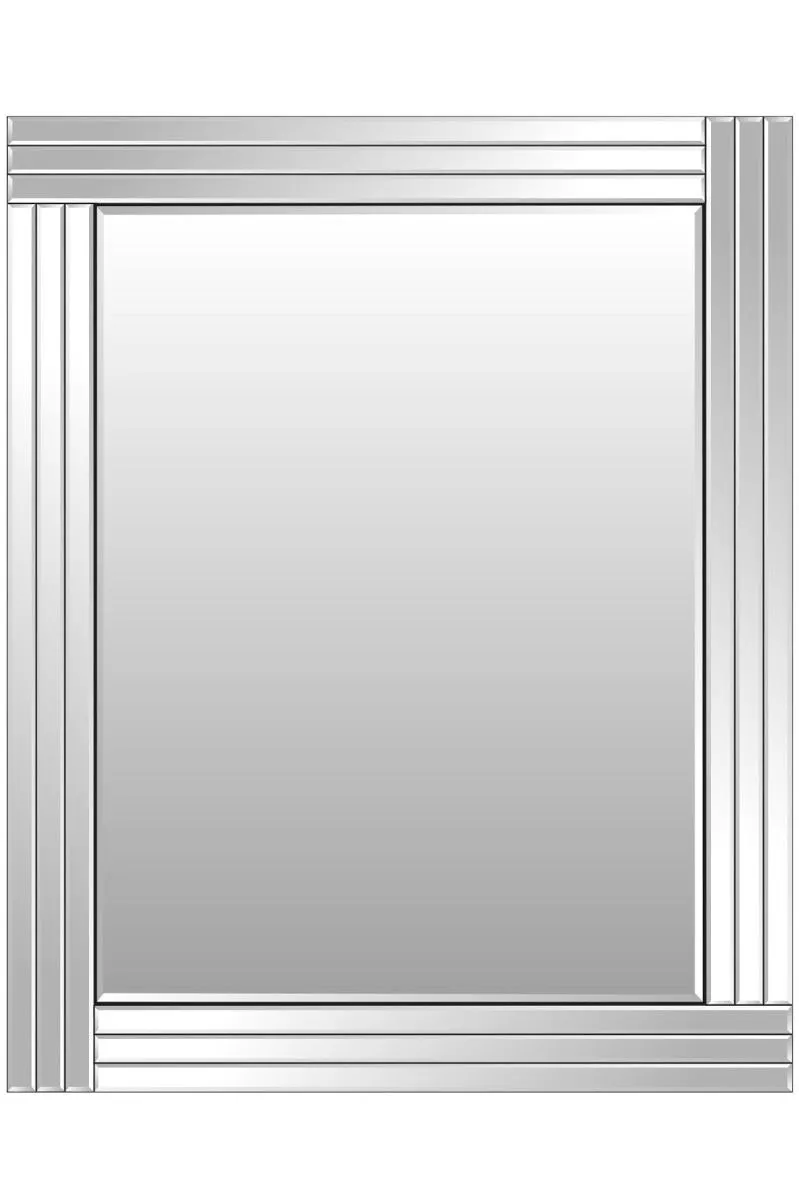 MirrorOutlet Oakley All Glass Triple Edge Bevelled Large Wall Mirror 144 x 116 CM in Silver 3