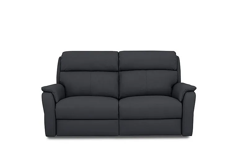 Vito Leather 2 Seater Recliner Sofa with Headrests and Power Lumbar - Torello Blu