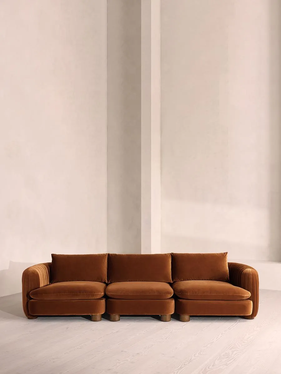 Vivienne Deeper Sit Modular Sofa, Four Seater, Velvet, Cinnamon