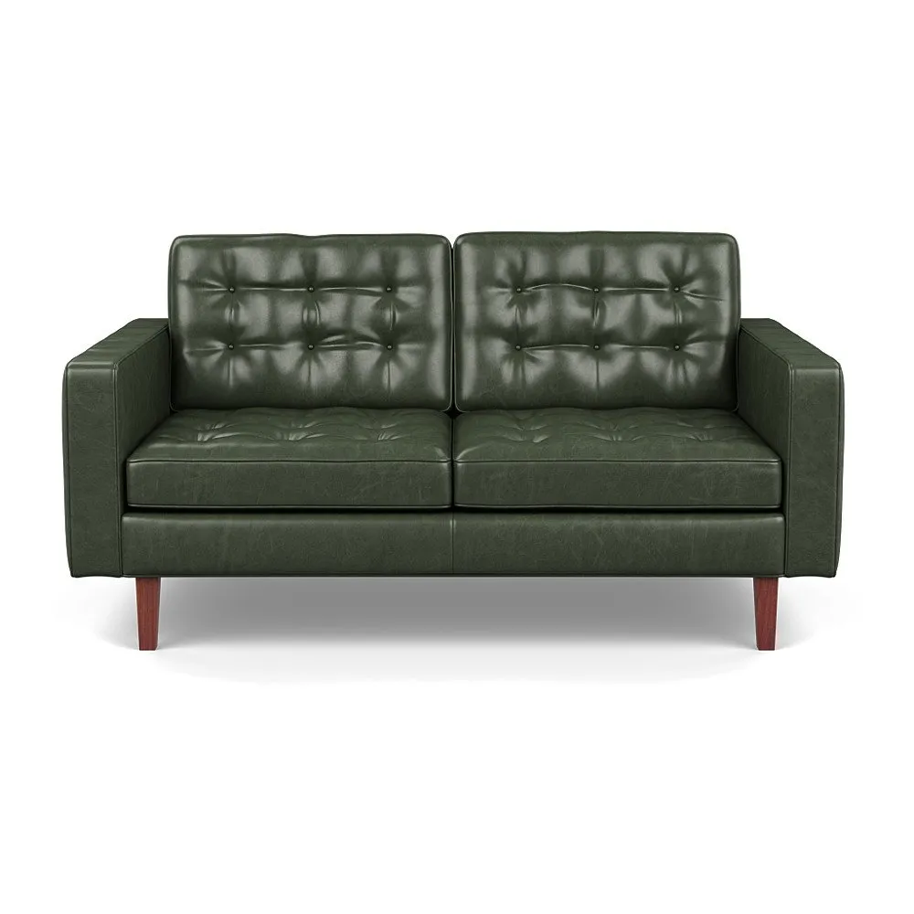 Heal's Hepburn 2 Seater Stonewash Leather Vintage Green 278 Black Feet 1