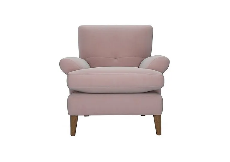 Bronwyn Fabric Joshua Armchair With Washed Oak Feet - Cotton Candy
