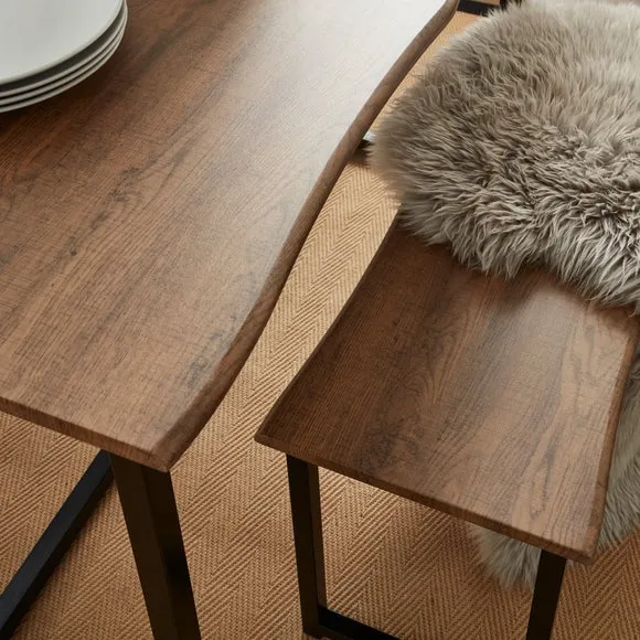 Ronan 4 Seater Wave Edge Dining Table and Bench Set 5