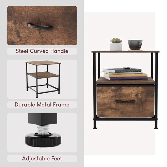 Maye 1 Drawer Fabric Bedside Table 3