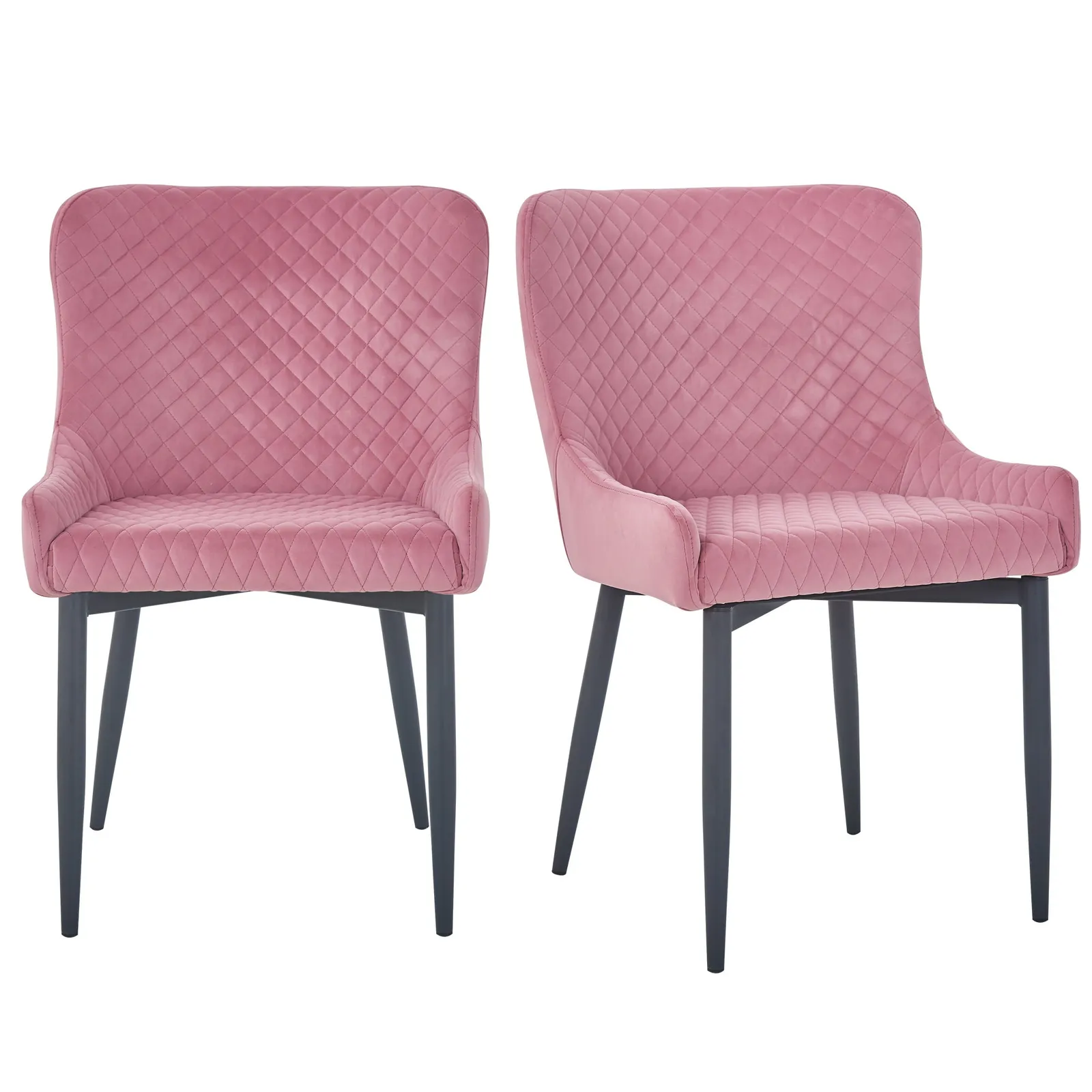Montreal Set of 2 Dining Chairs Pink Velvet Pink