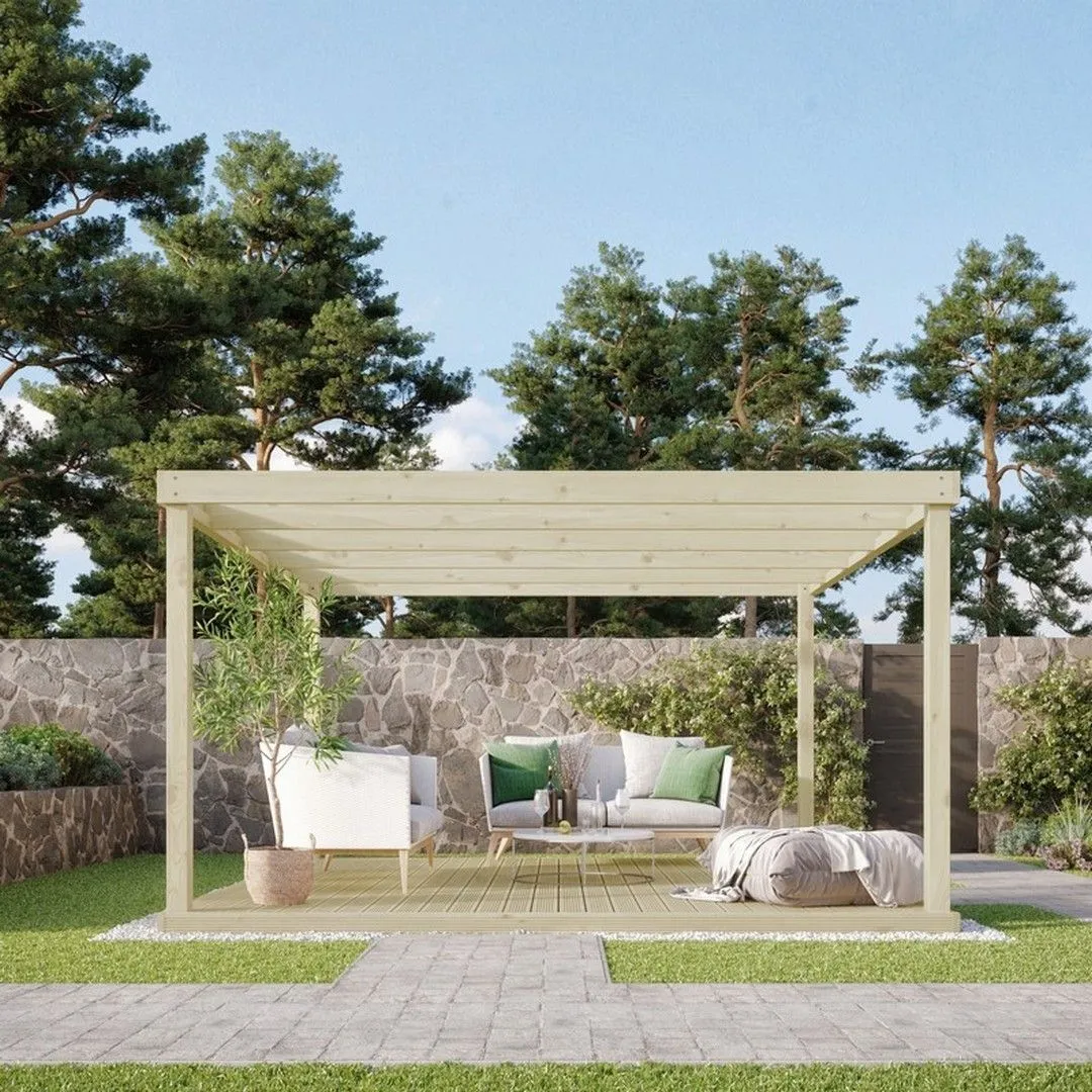 Rutland County Garden Furniture Ltd Box Pergola & Decking Kit - Wood - L300 x W300 cm - Light Green 2