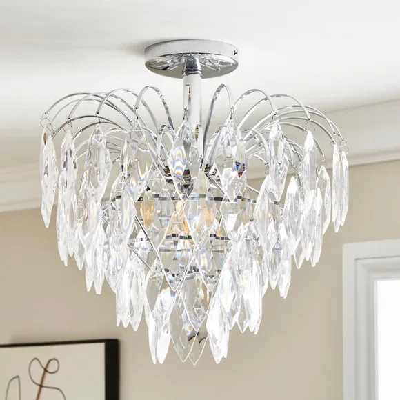 Parla Chrome Semi Flush Ceiling Light 2