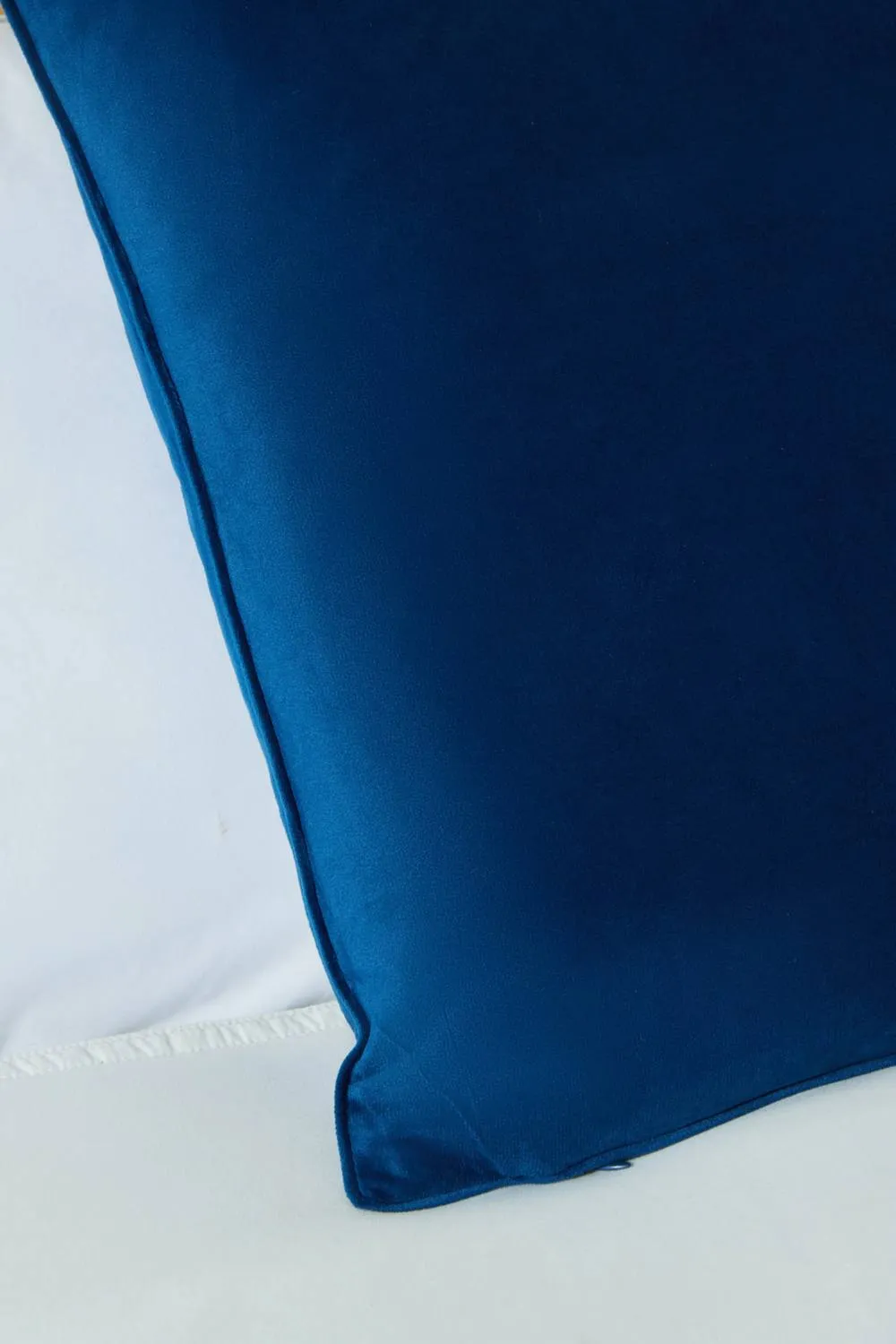 BHS Small Velour Piped Cushion in Navy 2