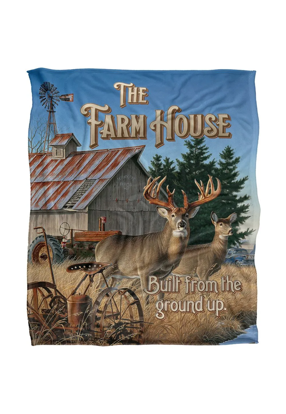 JQ Licensing Lz-Jp Farm House Deer Silky Touch Super Soft Throw Blanket 152 X 127 cm in White