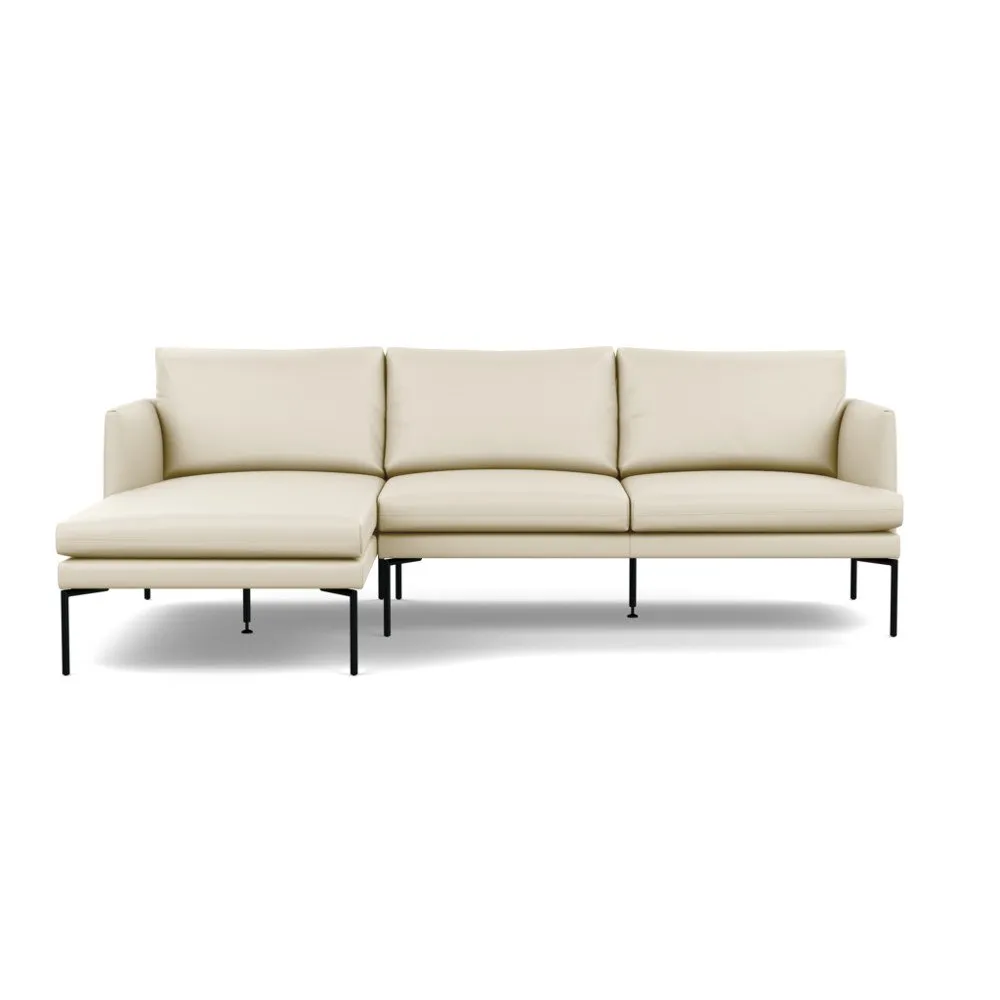 Heal's Matera Left Hand Facing Chaise Sofa Grain Leather Storm 006 Black Feet 1