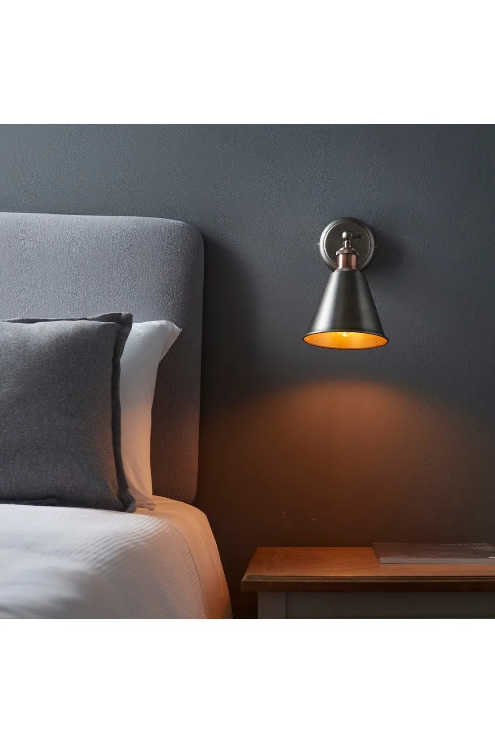 Netlighting Hal Metal Wall Lamp Aged Pewter Aged Copper Plate in Grey 4