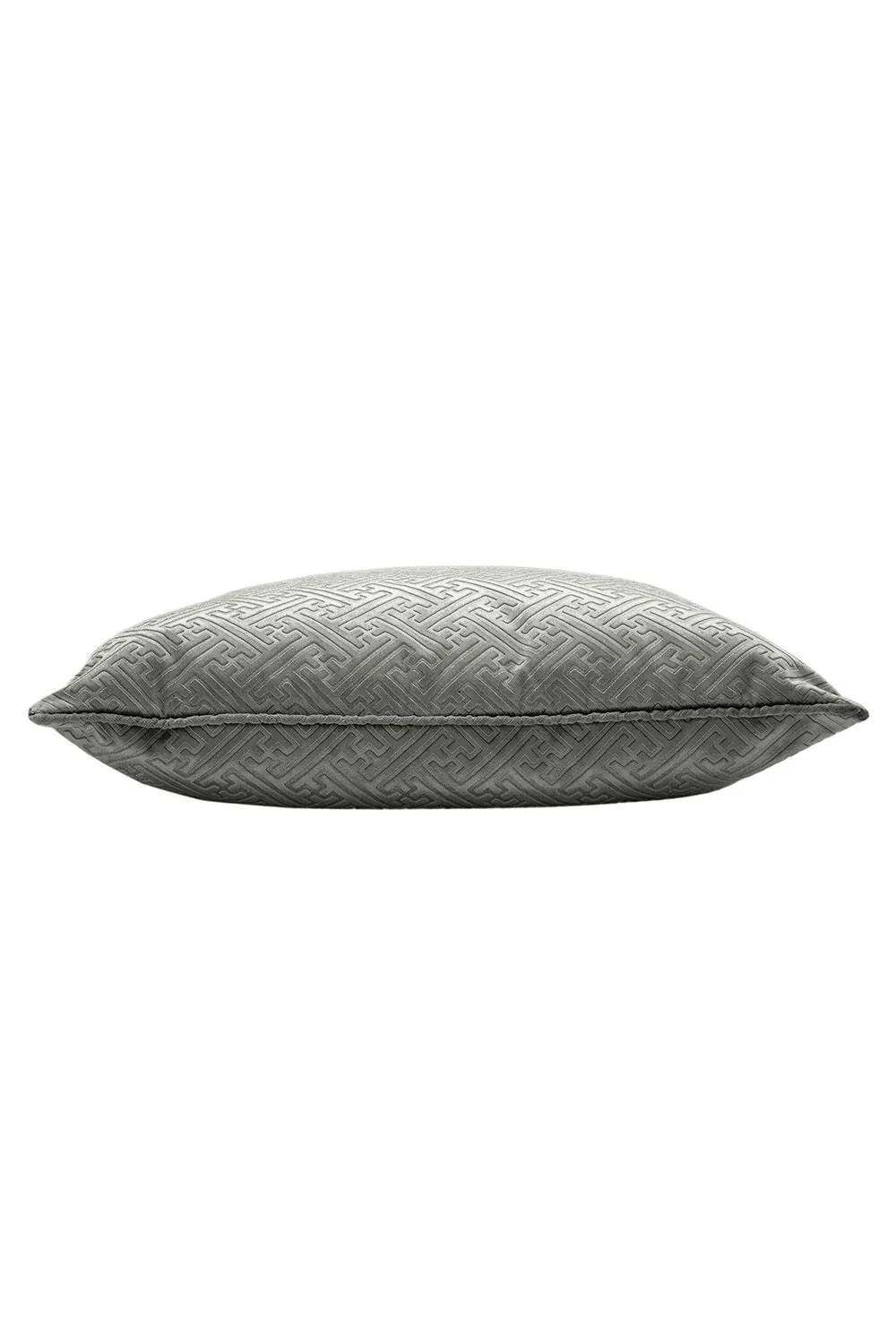 Paoletti Florence Geometric Embossed Velvet Piped Cushion in Silver 2