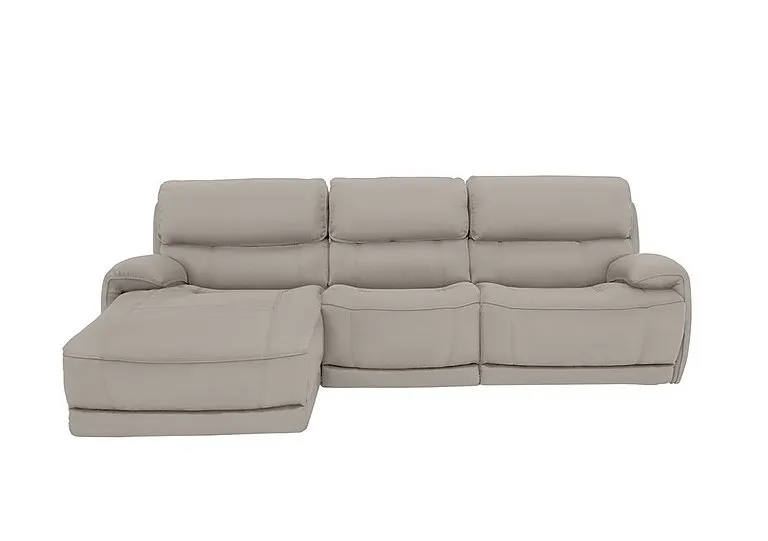 Link Leather Power Recliner Left Hand Facing Corner Chaise Sofa with Power Headrests - Silver Grey