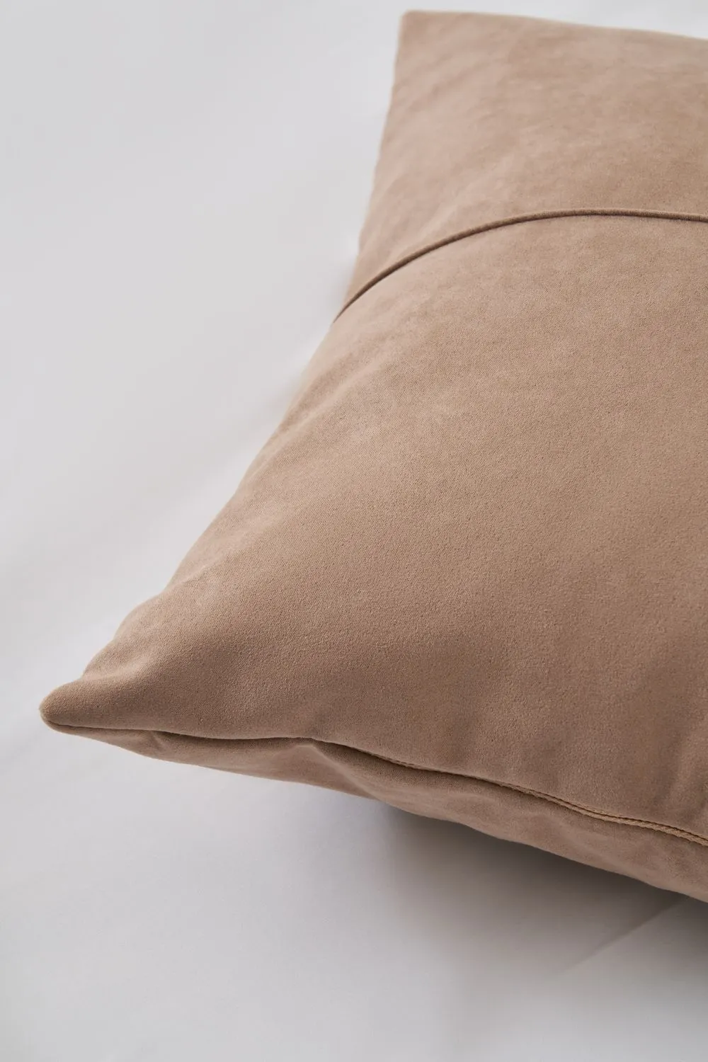 BHS Faux Suede Cross Cushion in Beige 2