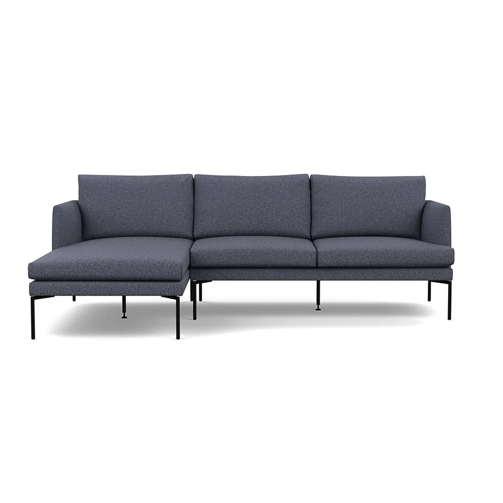 Heal's Matera Left Hand Facing Chaise Sofa Loop Boucle Navy Black Feet 1