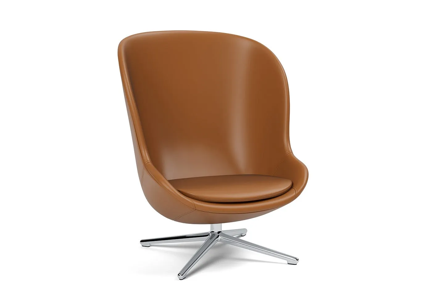 Normann Copenhagen Hyg Lounge Chair High Swivel Alu Ultra Leather