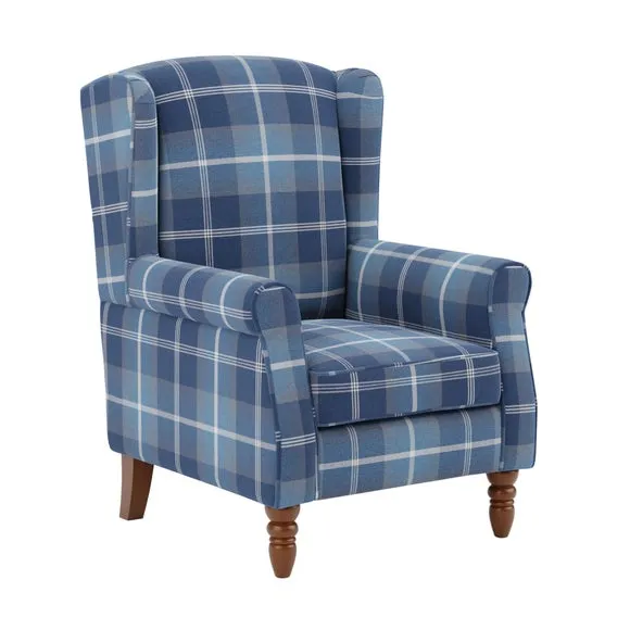 Oswald Check Wingback Armchair 2