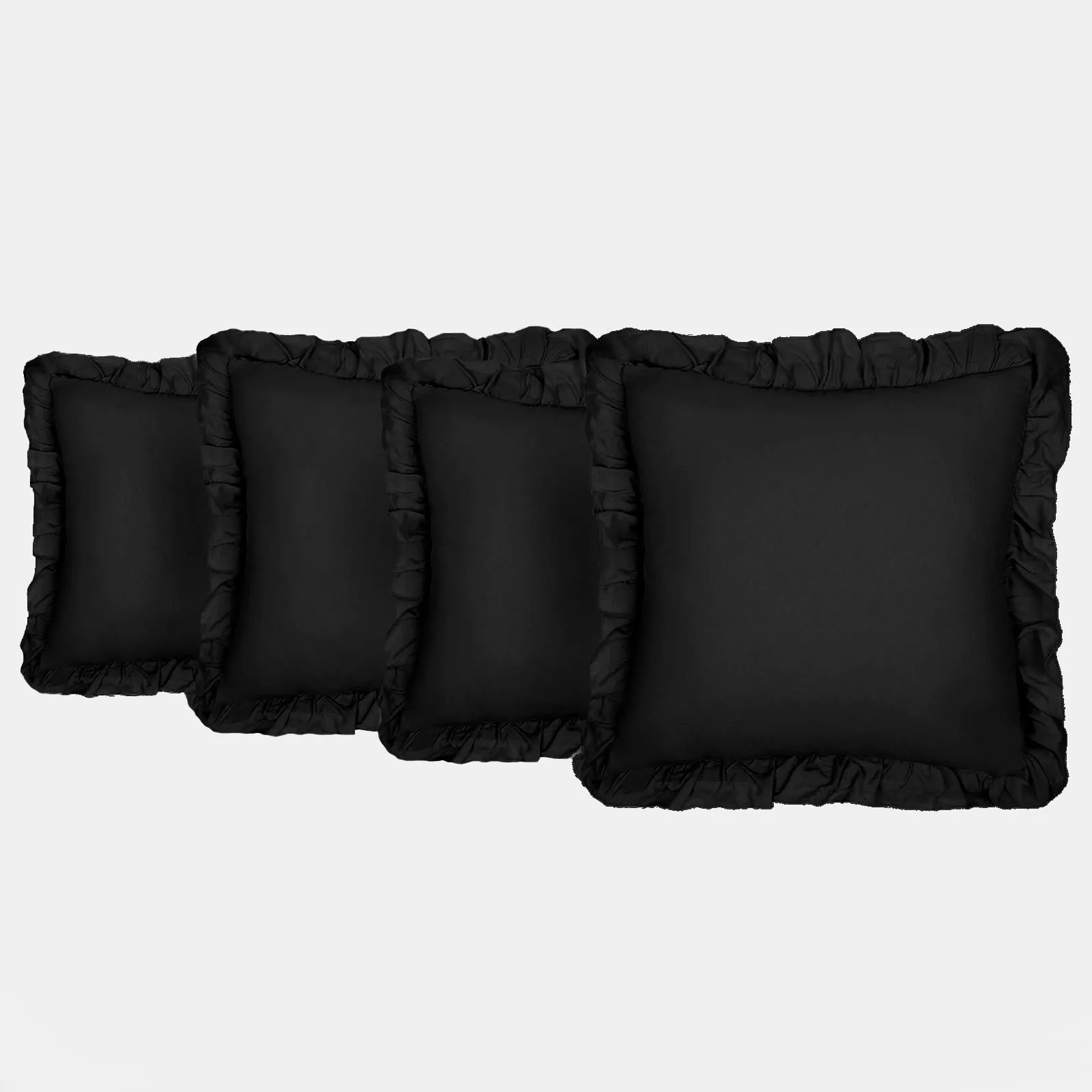 OHS 4 Pack Linen Frill Cushion Covers Home Living in Black