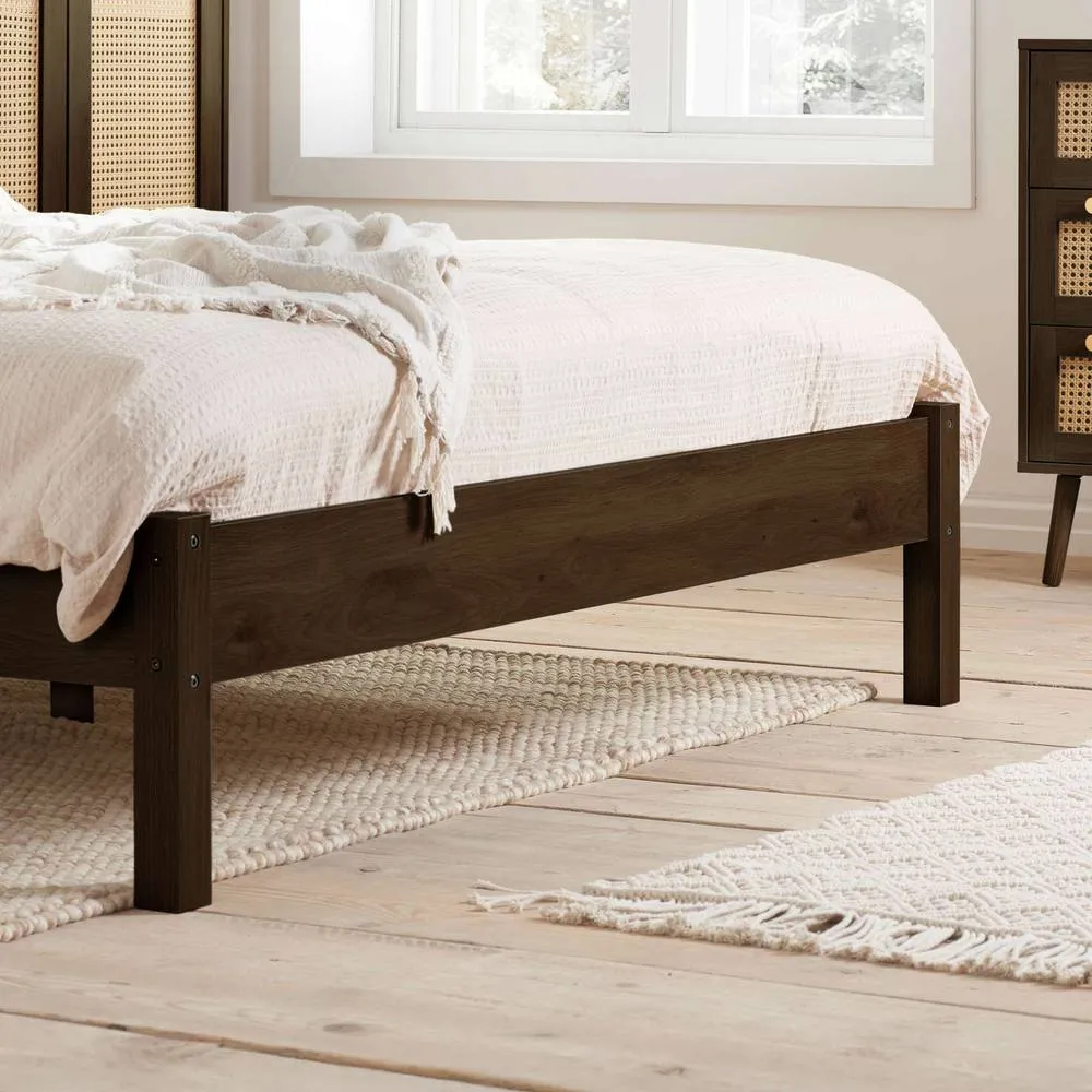 Birlea Double Rattan Bed Frame Walnut Croxley 4FT6 Double 135cm in Brown 3