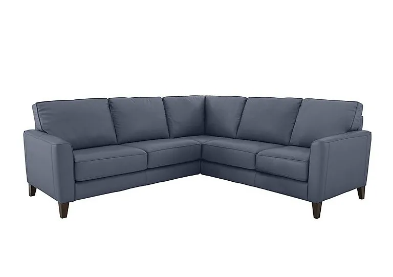 Brondby Large Leather Corner Sofa - BV Ocean Blue