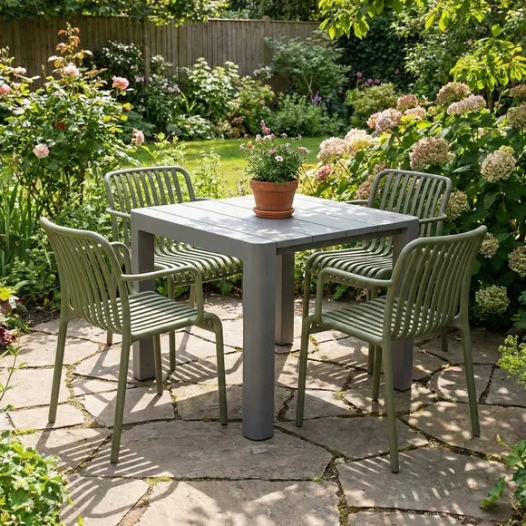Modura Henrik Square Dining Table with 4 Alma Armchairs 1