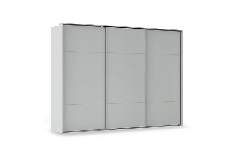 Haven 310cm 3 Door Slider Wardrobe with Décor Doors - Silk Grey/Silk Grey Front