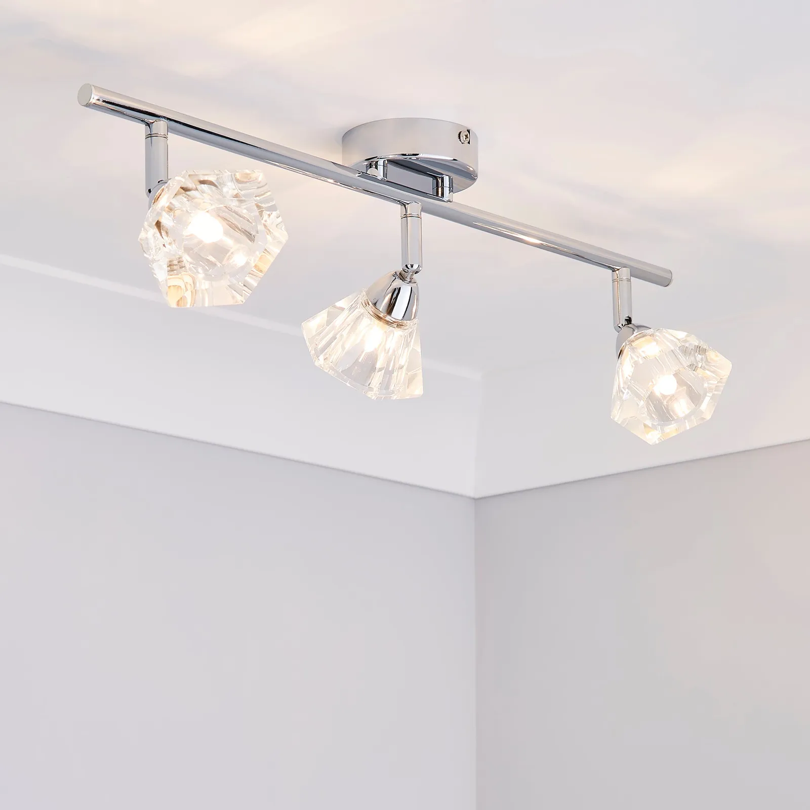 Khobi 3 Light Glass Spotlight Bar Silver