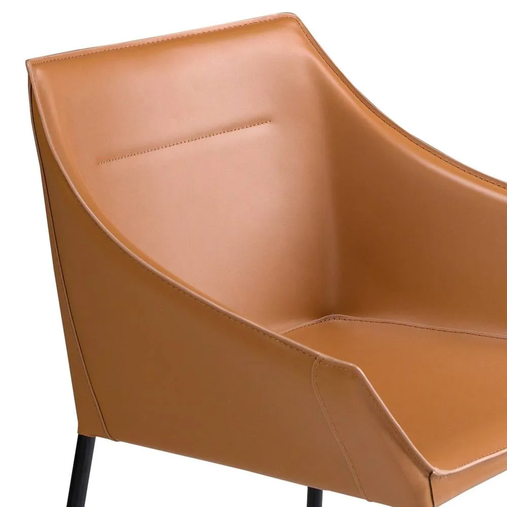 Angel Cerda Brown Leatherette Dining Chair Matte Black Legs 5