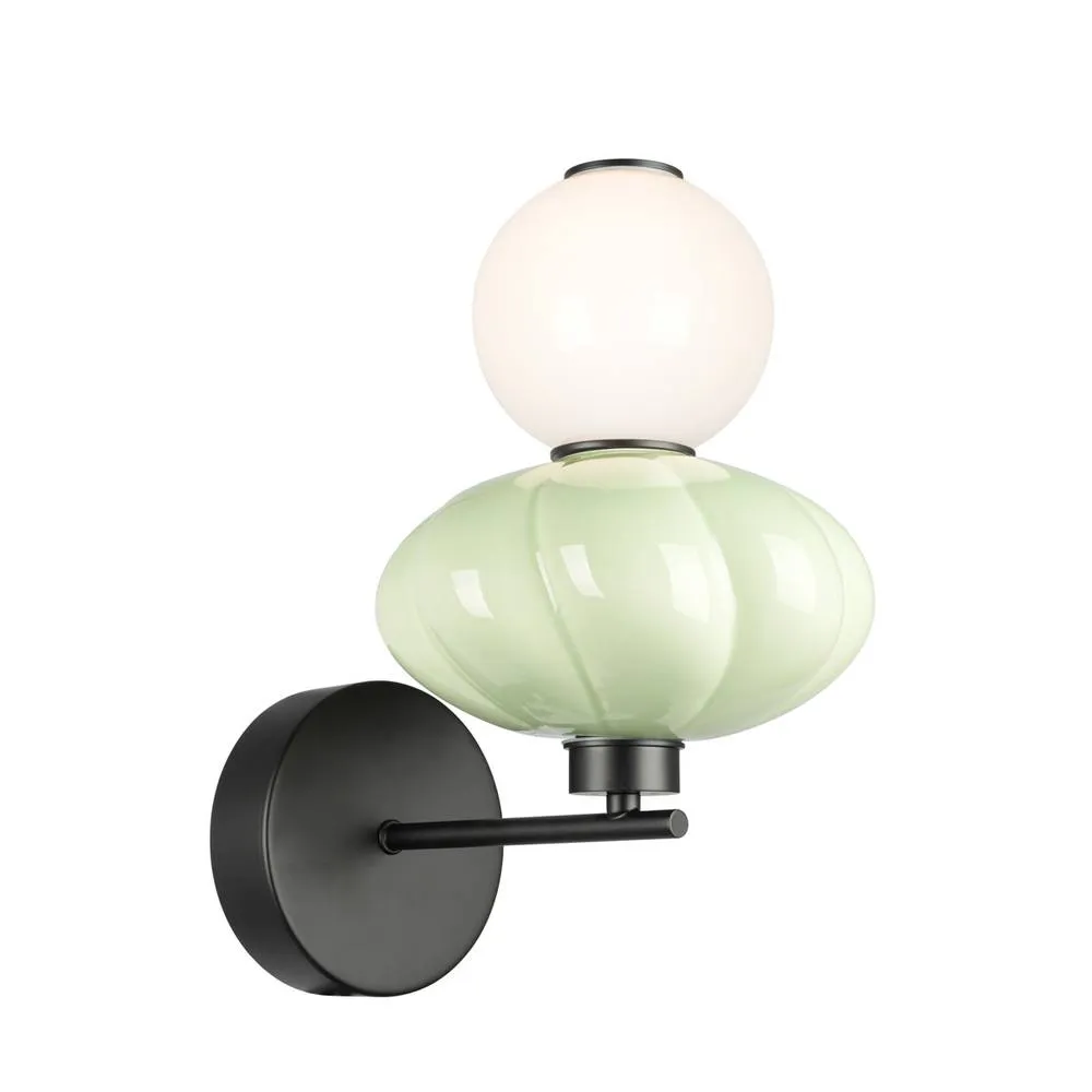 Netlighting Tordi Globe Wall Lights Green Matt White 3000K Warm White