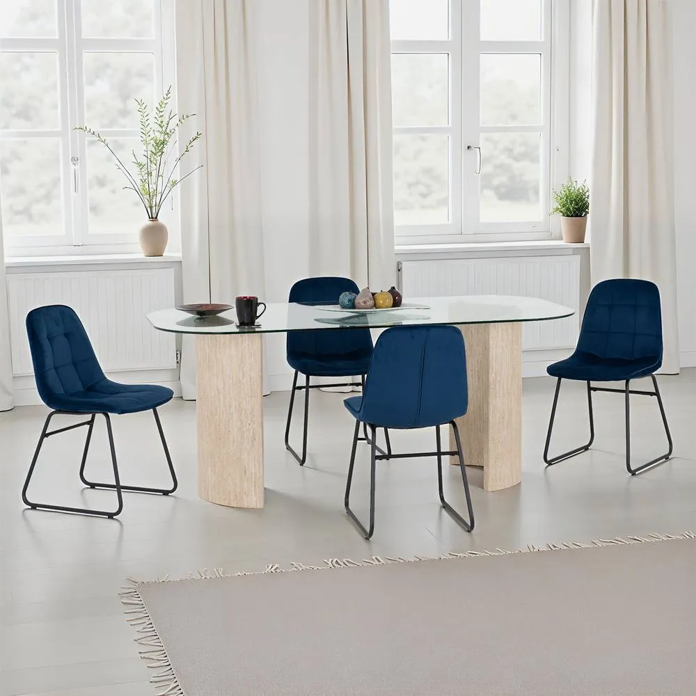 Seconique Modena Dining Set with Lukas Chairs in Blue