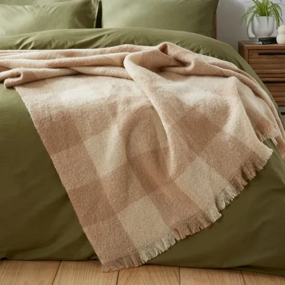 Cabin Check Faux Mohair Throw Blanket 235cm x 235cm 3