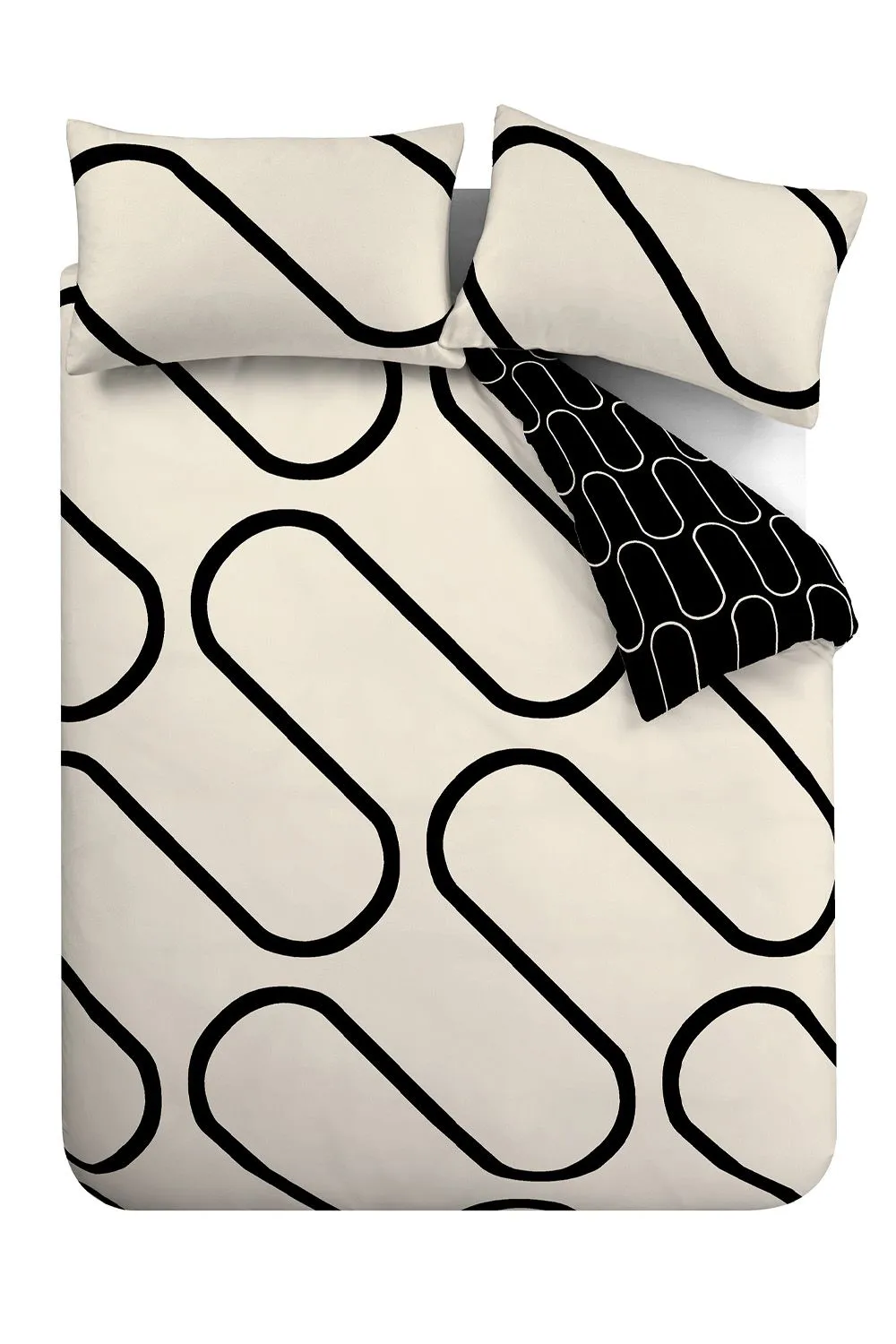 Catherine Lansfield 'Linear Curve Geometric' Duvet Set in Black 5