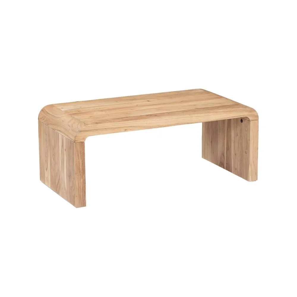 sweeek Rectangular coffee table solid acacia wood in Beige 2