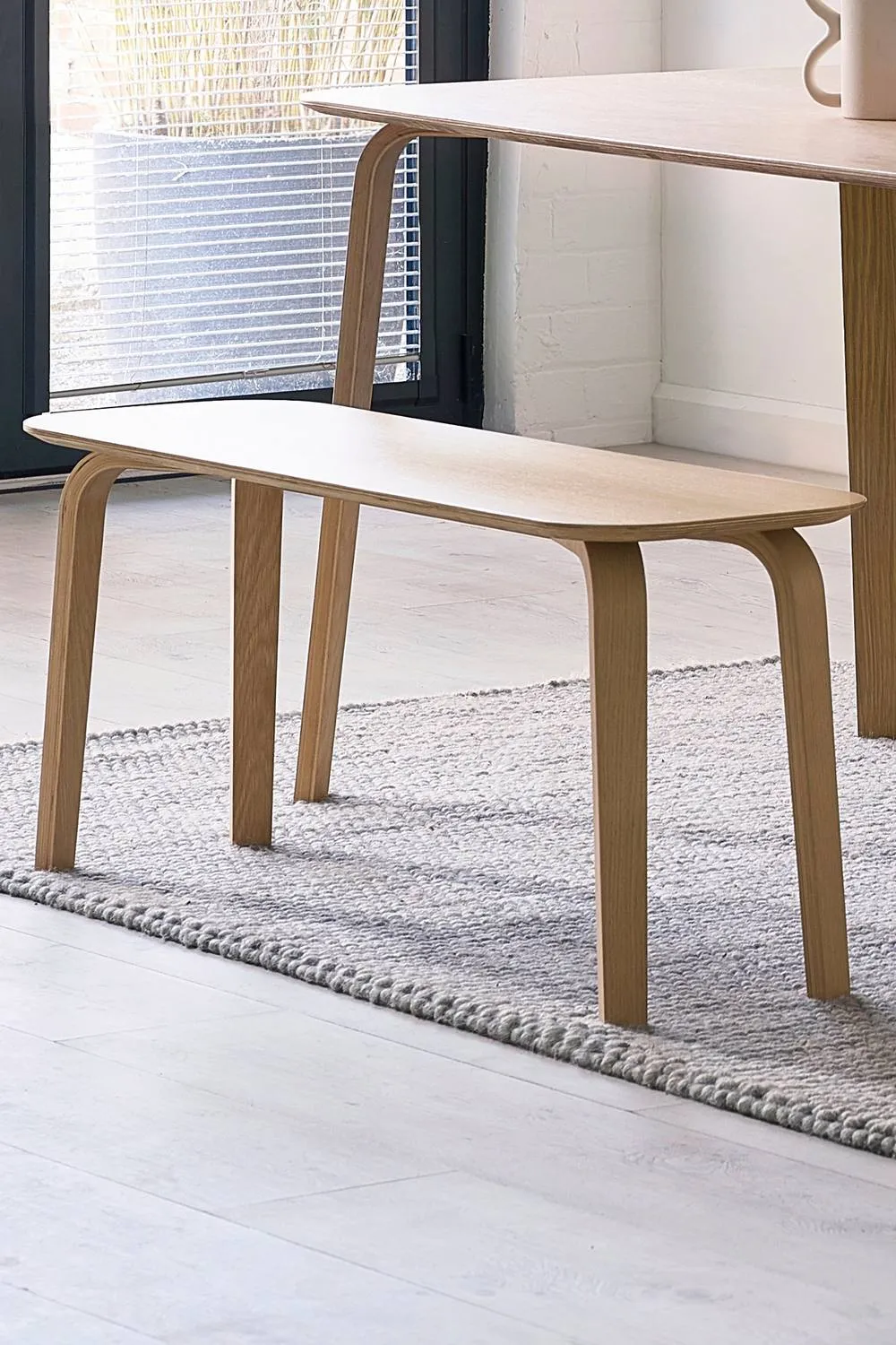 Julian Bowen Kaito 2 Seater Dining Bench with Curved Legs in Light Oak