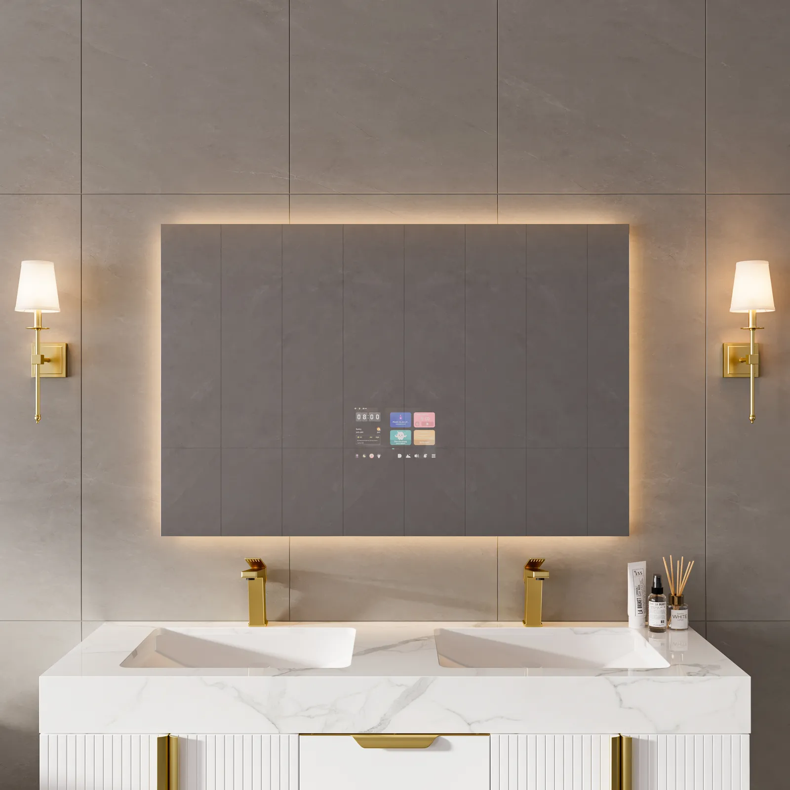 1200mm x 700mm Smart Bathroom Mirror Waterproof Touchscreen with Multi-Function
